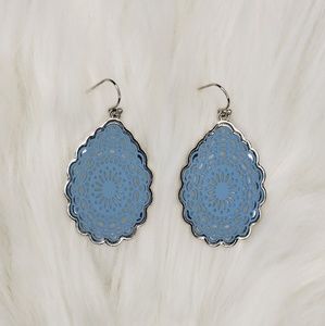 Laser cut tear drop earrings light blue